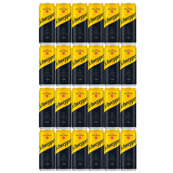 (Pack of 24) Schweppes Indian Tonic Water 330 ml cans (2in1 Miras Trademark Measuring Spoon Included)
