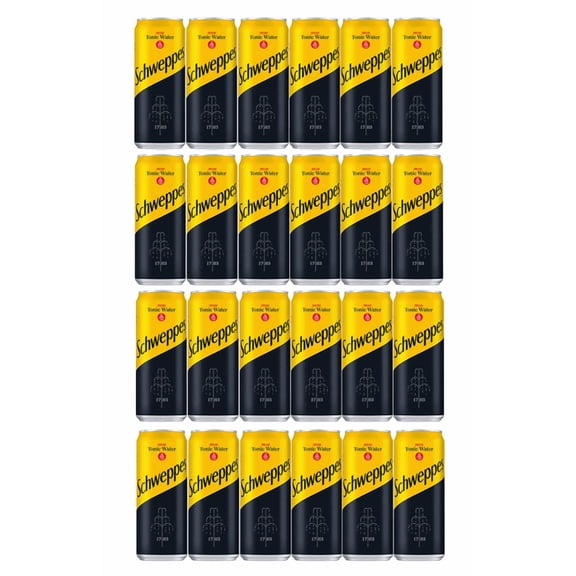 (Pack of 24) Schweppes Indian Tonic Water 330 ml cans (2in1 Miras Trademark Measuring Spoon Included)