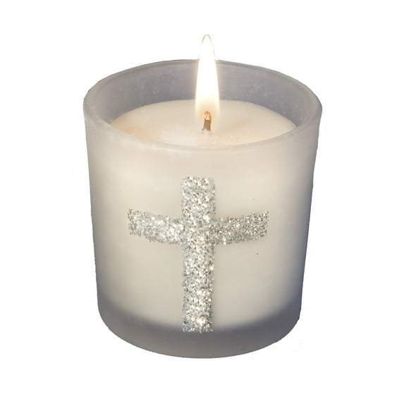 21 Silver Cross Themed Candle Favors
