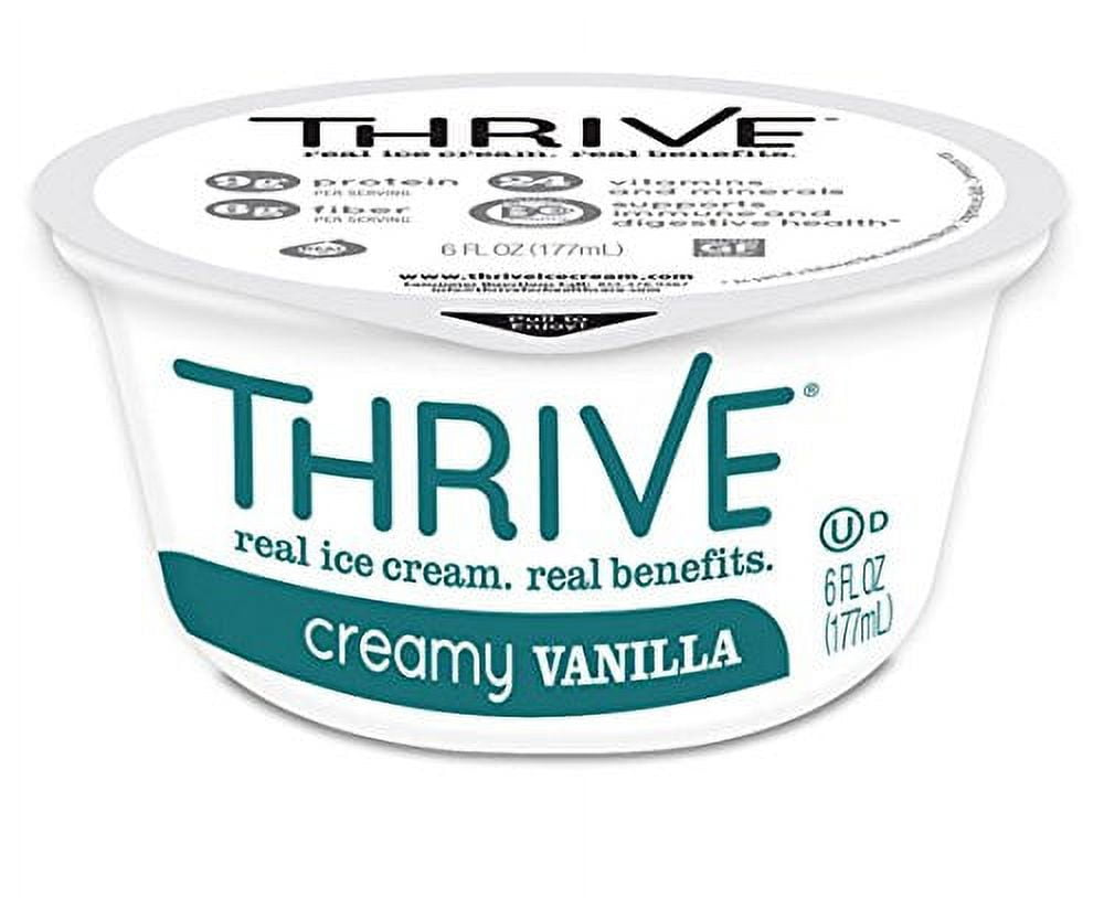 Thrive Ice Cream, Creamy Vanilla, 6 oz Cups, Pack of 24, 9g