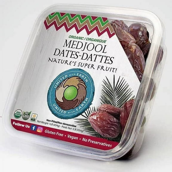 Pack of 24, United With Earth Eb Organic Medjool Dates, 1 lb