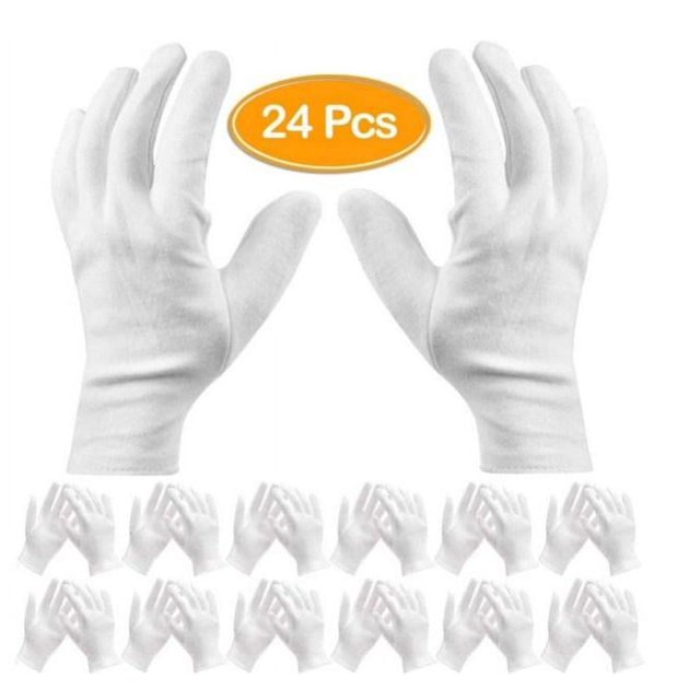 Pack of 24 White Cotton Gloves Work Gloves Cosmetic Hydration Gloves