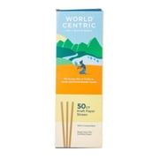 Pack of 24, World Centric Compostable Kraft Paper Straws, 50 Count
