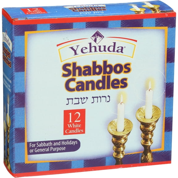 Pack of 24, Yehuda White Shabbos Candle, 12 Count