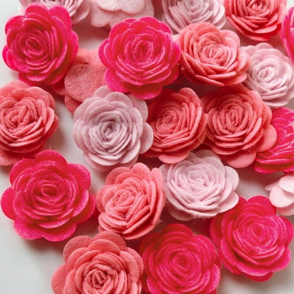 Pack of 24PCS Felt Flower Rose 1.2" Applique Art, DIY Crafts Hair Accessories Wedding Decor
