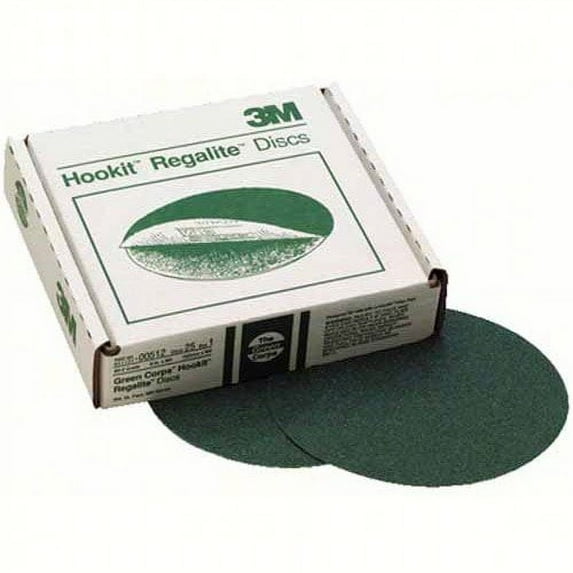 Pack of 25 3M Green Corps Hookit Sanding Discs, 00522, 8", 60+ Grade