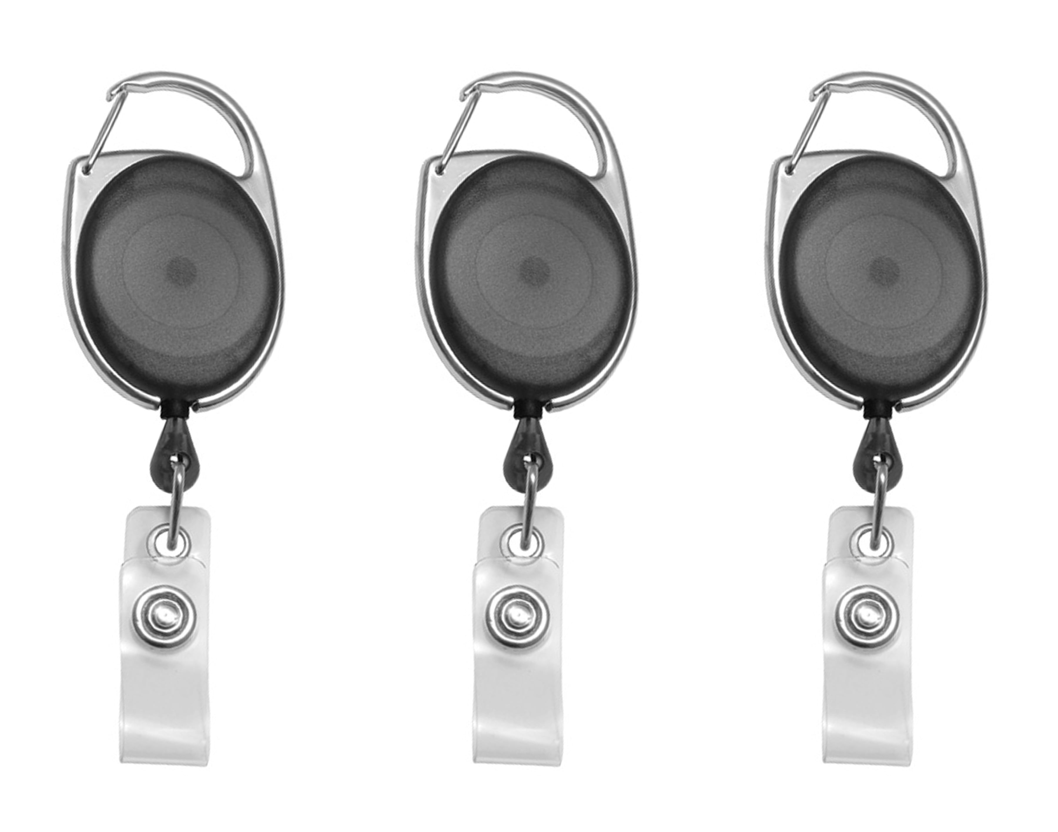 Pack of 25 Carabiner Retractable Badge ID Reel Premium Retractable Badge Reel - Black color