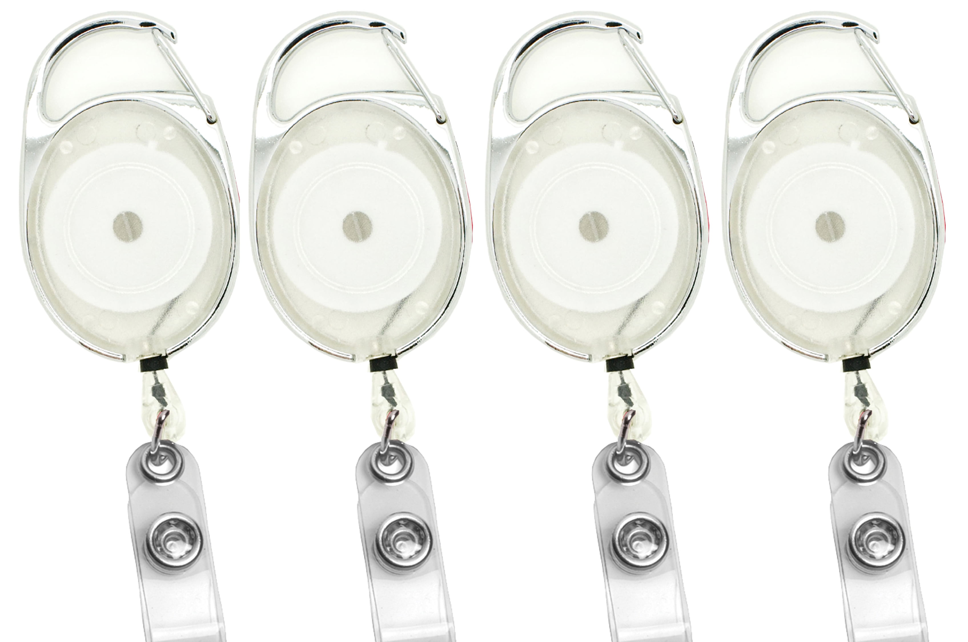 Pack of 25  Carabiner Retractable Badge ID Reel Premium Retractable Badge Reel - Clear color
