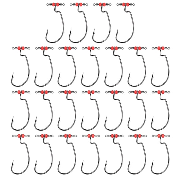 Pack of 25 Drop Shot Hook Fishing Tackle Accessory In Line Drop Shot Rigs with Swivels Quick Install Barbed Fishing Hook