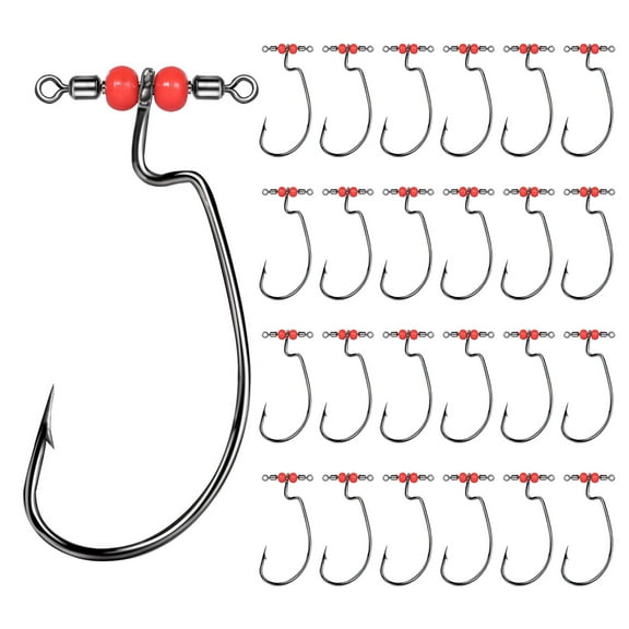 Pack of 25 Drop Shot Hook Fishing Tackle Accessory In Line Drop Shot Rigs with Swivels Quick Install Barbed Fishing Hook