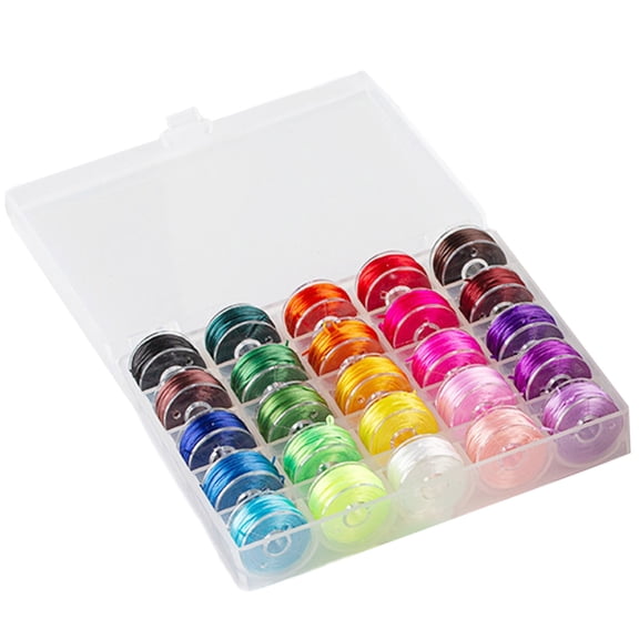 Pack of 25 Elastic Thread for Bracelet Making and Standard Size Bobbins and Sewing Threads for Sewing Enthusiasts