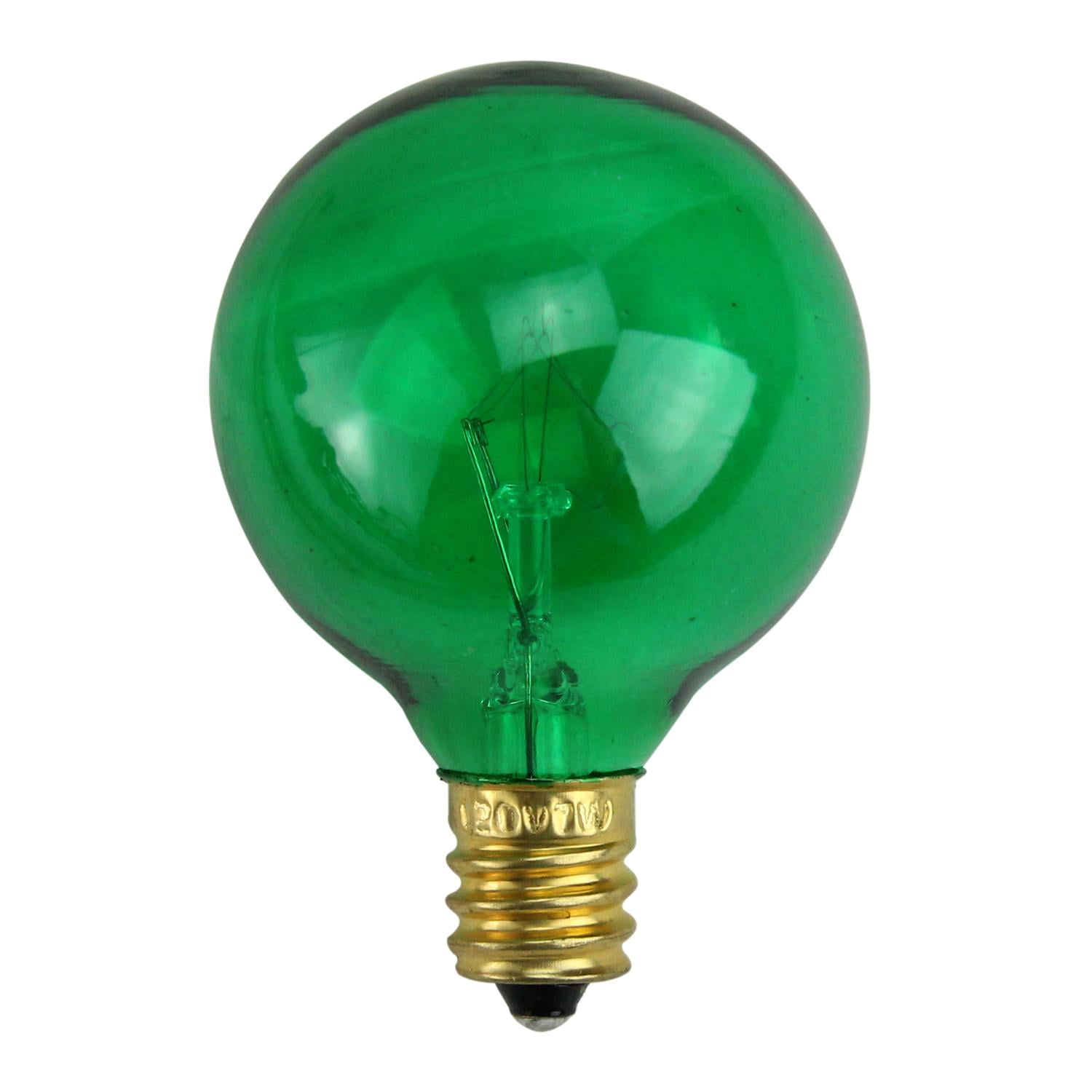 Pack of 25 Incandescent G40 Green Christmas Replacement Bulbs