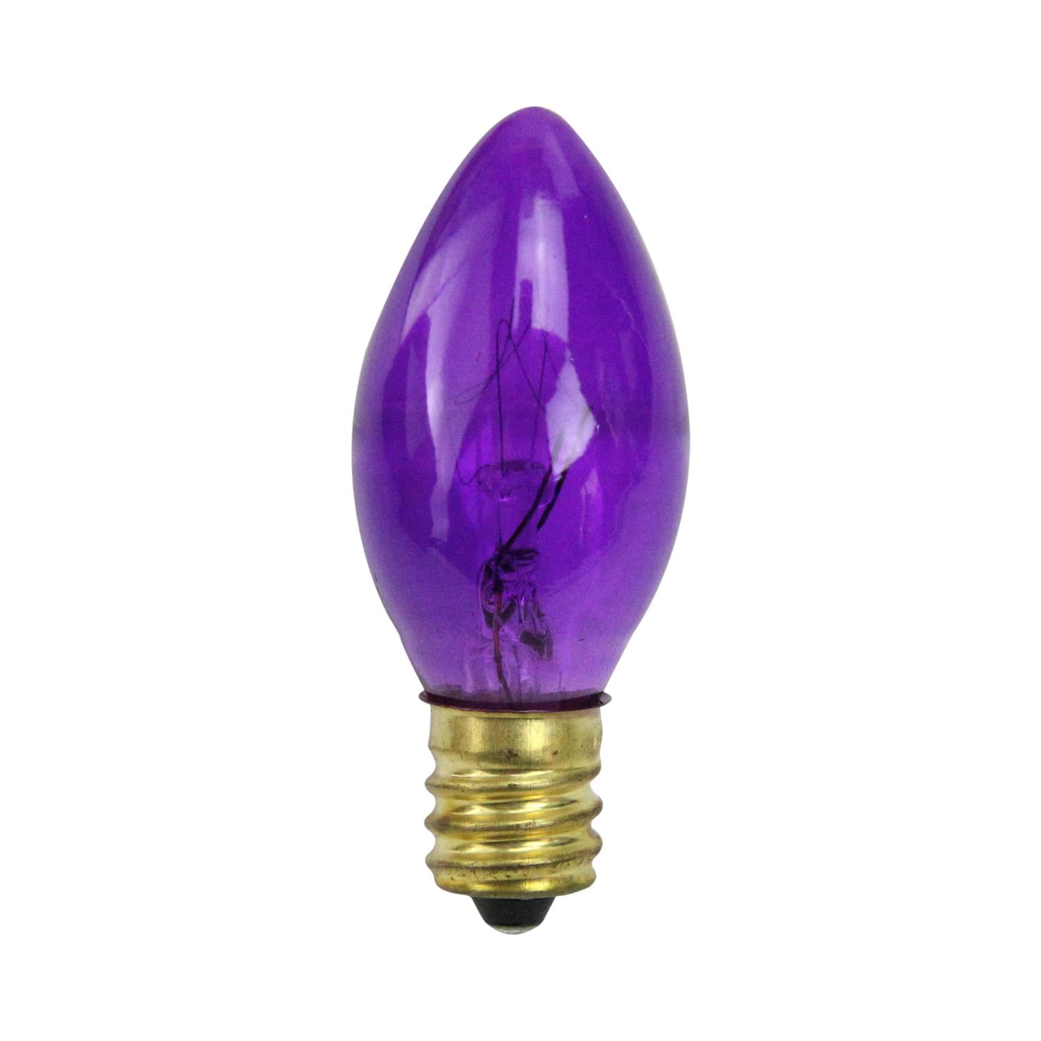 Pack of 25 Incandescent Transparent C7 Purple Christmas Replacement Bulbs