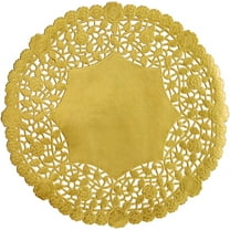The Baker Celebrations 10 inch Gold Doilies, Floral Lace Round Doily, 25 Count