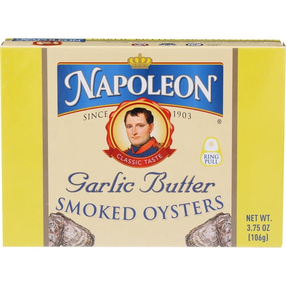 Pack of 25, Napoleon Garlic Butter Smoked Oysters, 3.75 oz