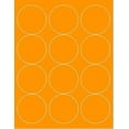 thumbnail image 1 of Pack of 25 Sheets, 8-1/2 x 11" Fluorescent Labels for Laser & Inkjet Printer Orange Fluorescent, 2-1/2" Round - 12 per Page, 300 Labels, 1 of 6