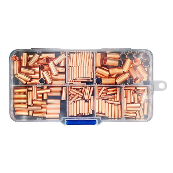 Pack of 250 Brass Wire Connectors Electrical Crimp Tube Terminals High Conductivity Crimp Connectors set for Home Wiring