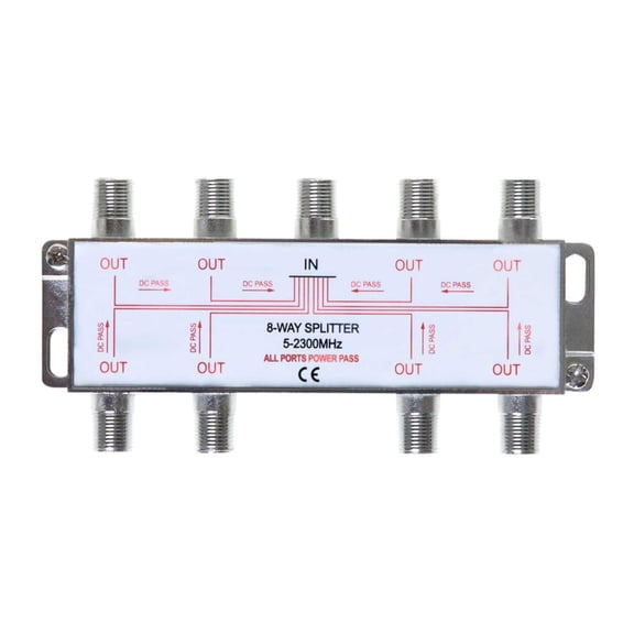 Pack of 2pc - 8 Way Bi-Directional 5-2300 MHz Indoor and Outdoor Waterproof Coaxial Antenna Splitter for RG6 RG59 Coax Cable Satellite HDTV (8 Ports)