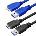 thumbnail image 1 of Pack of 2pcs USB3.0 Data Transfer Cable 1m USB A Male to USB 5Pin Male Charging Cord for Multiple Digital Devices, 1 of 8
