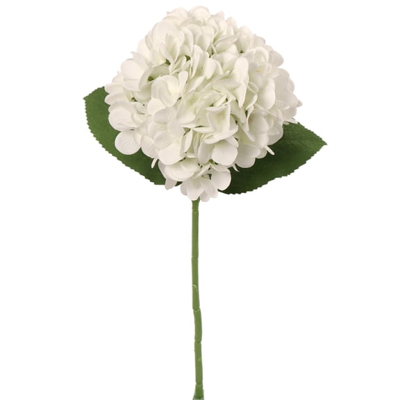 Pack of 3 18" White Hydrangea Stems Artificial Silk Flowers with 7" Blooms and 2 Green Leaves for Home, Wedding & Event Dcor