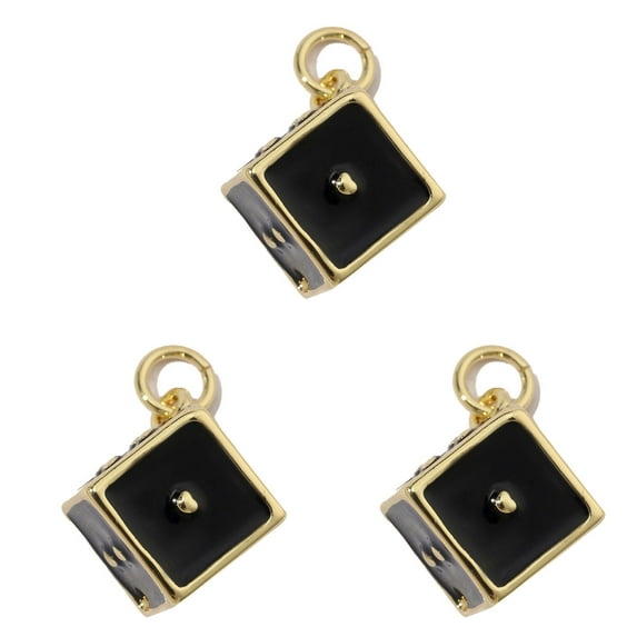 Pack of 3 18k Gold Plated Earrings Charm Heart/Horseshoe/Dices Card Necklace Pendant Jewelry Making Accessories