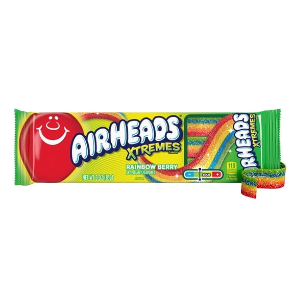 Pack of 3 Airheads Xtremes Sweetly Sour Rainbow Berry Candy Belts, 3 oz (packaging may vary)