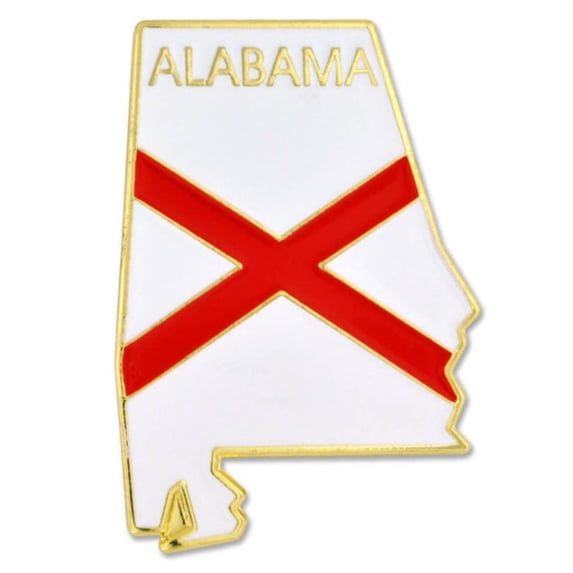 Pack of 3 Alabama Map Shaped Lapel Pins; Three Tie Pin Badges with military style butterfly clutch on the back