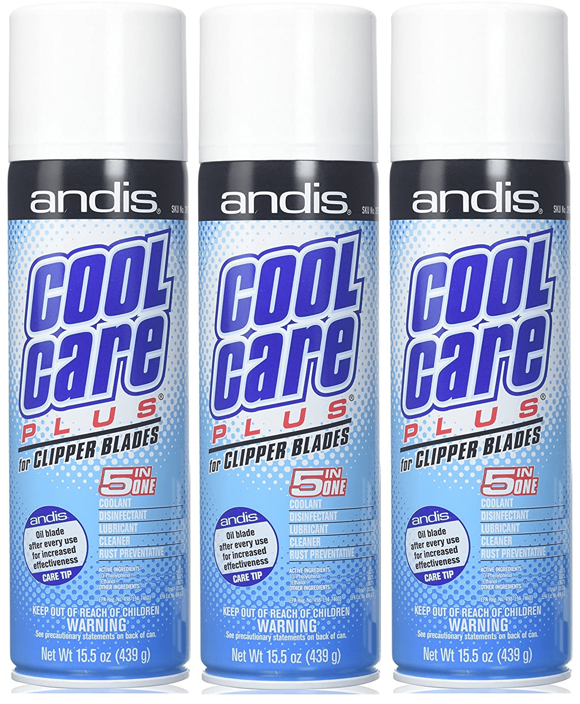 Pack of 3 Andis Cool Care Plus Clipper Blade Cleaner 15.5 Ounce