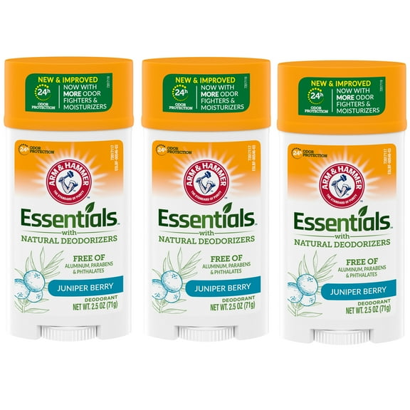 Pack of (3) Arm And Hammer Essentials Solid Deodorant, Clean/ Juniper Berry, Wide Stick, 2.50 Ounces