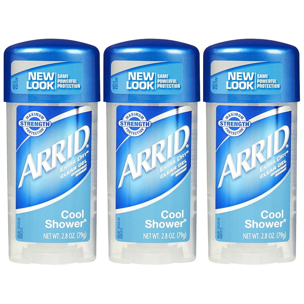 Pack of (3) Arrid Extra Dry Antiperspirant And Deodorant Clear Gel, Cool Shower 2.8 Oz