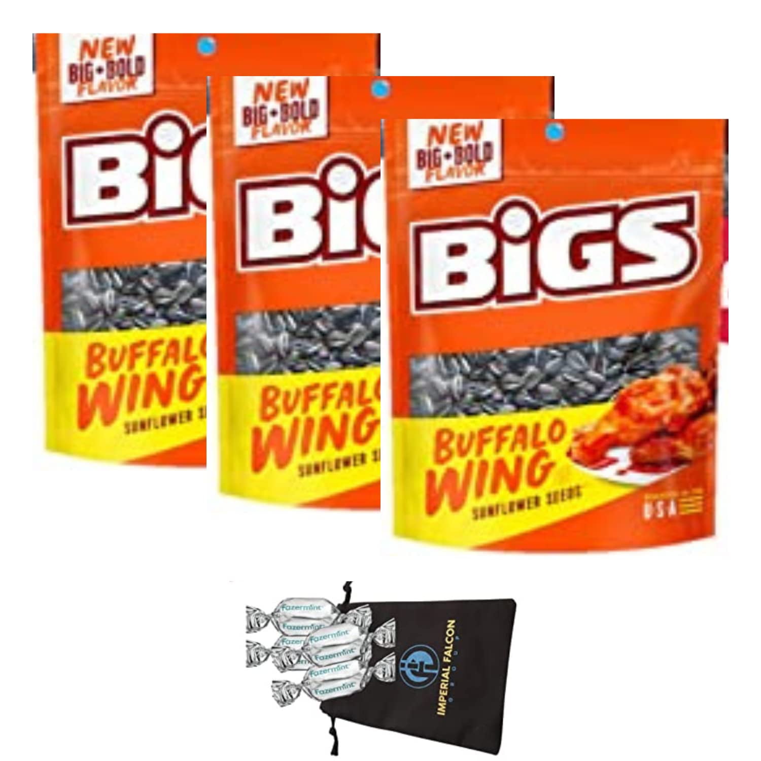 Pack of 3 BIGS Sunflower Seeds (Buffalo Wing), Keto Friendly 5.35oz