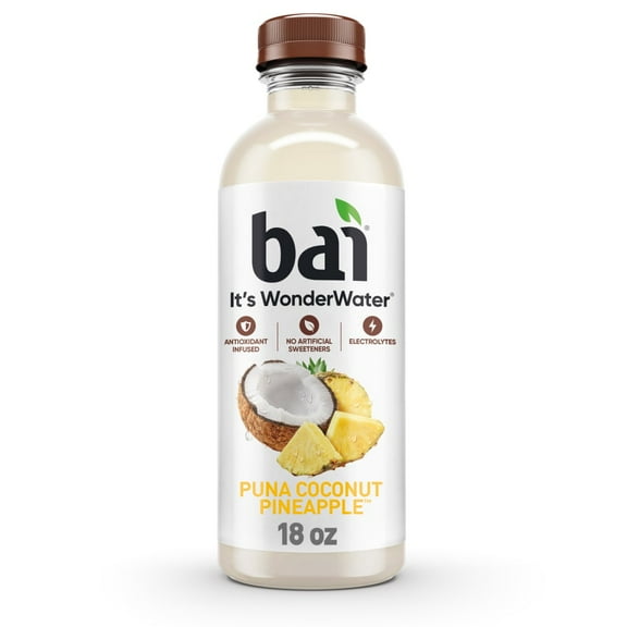 Pack of 3 Bai Puna Coconut Pineapple Water Beverage Bottle, 18 fl oz (packaging may vary)