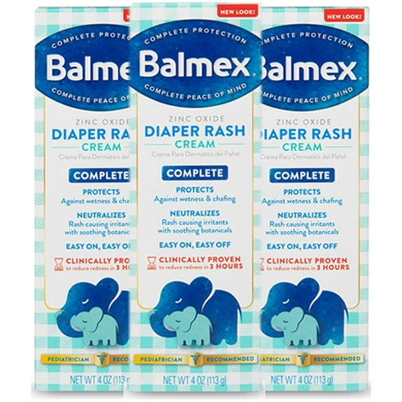 Pack of 3 - Balmex Complete Protection Baby Diaper Rash Cream, 4 oz