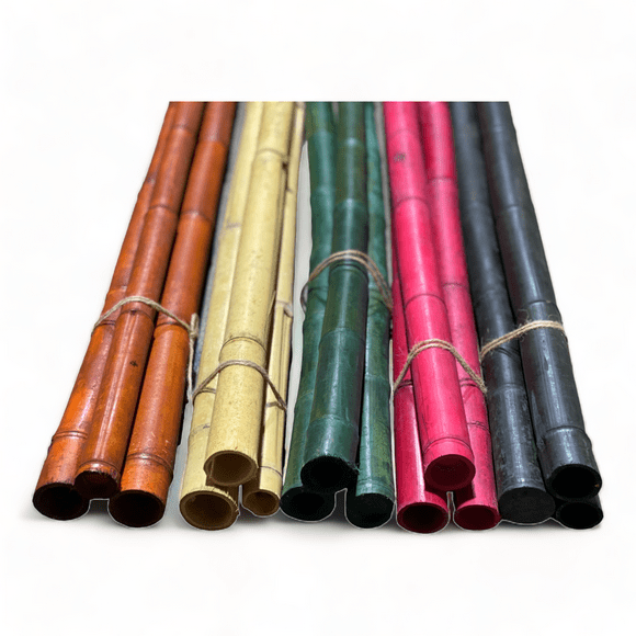 Pack of 3 Bamboo Sticks - 6 Feet Long Natural Thick Bamboo Poles - 1.5 in Diameter - Garden Stakes
