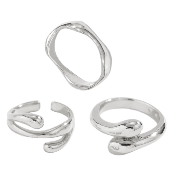 Pack of 3 Bendable Rings Jewelry Adornment Liquid Lava Shaped Rings for Parties