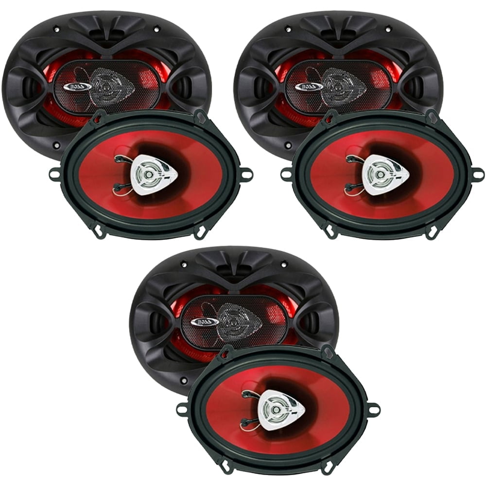 Boss CH5720 5x7 6x8 2-Way Car Speakers Pack of 3 Red Poly Injection Cone 450W