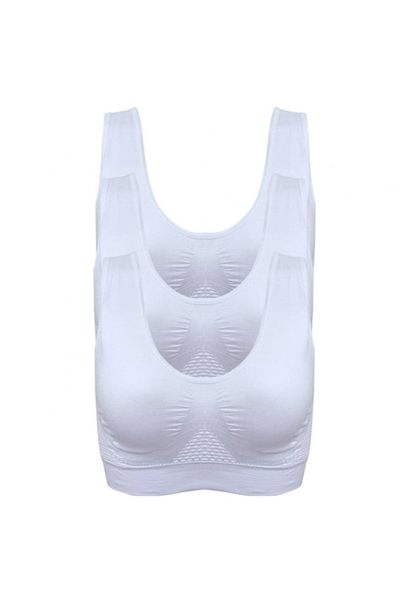 Pack of 3 Breathable Sports Bras Outdoor Women Seamless Padded Wire Free Yoga Bra for Sports Fitness Sleeping