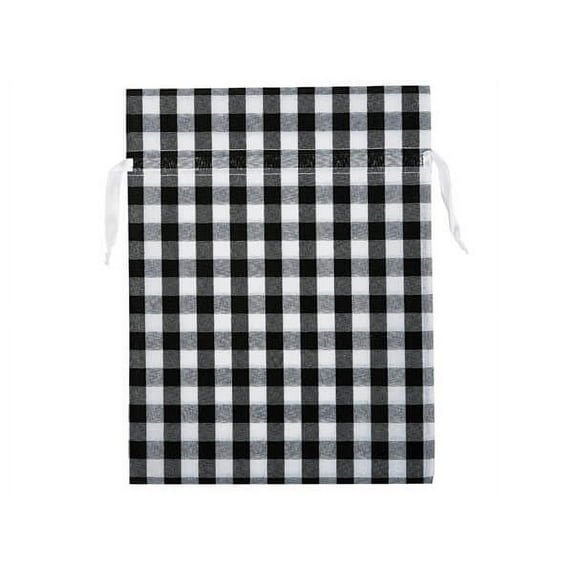 Pack of 3, Buffalo Plaid Fabric Gift Bag, 9-1/2 x 12-1/2" for Holiday or All-Occasion Gift Wrapping
