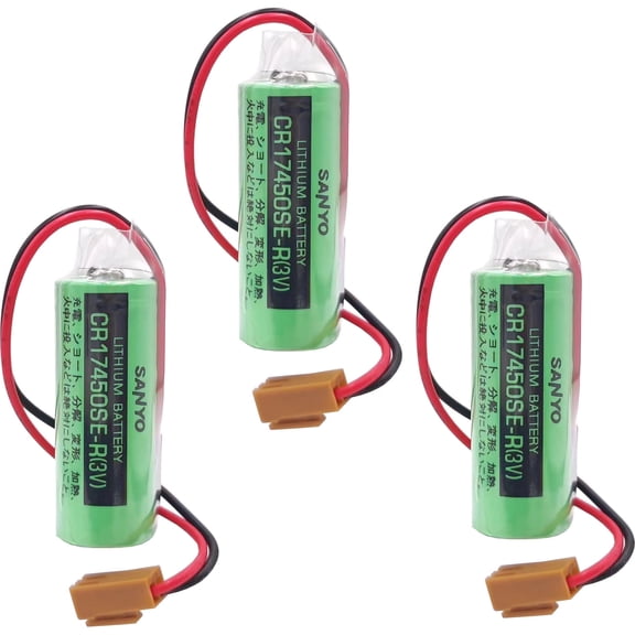 (Pack of 3) CR17450SE-R / A98L-0031-0012 3V 2500mah PLC Battery +Plug Non-Rechargeable for FANUC CNC System Special Electronic Equipment