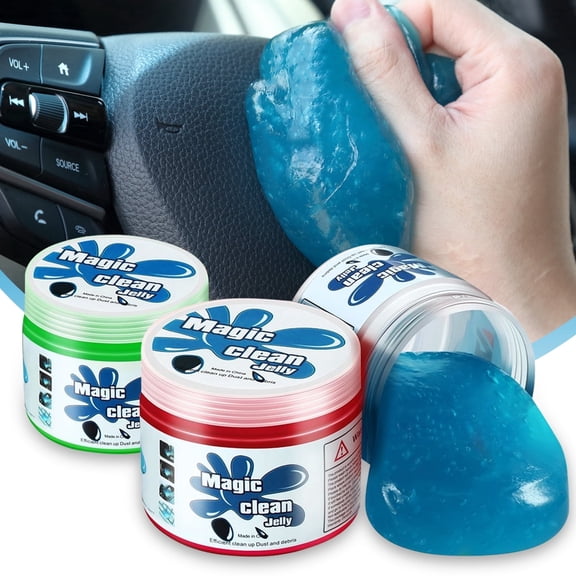 Pack of 3 Car Cleaning Gel Universal Detailing Jelly Reusable Auto Air Vent Home Office Keyboard Putty Cleaner Blue & Red & Green