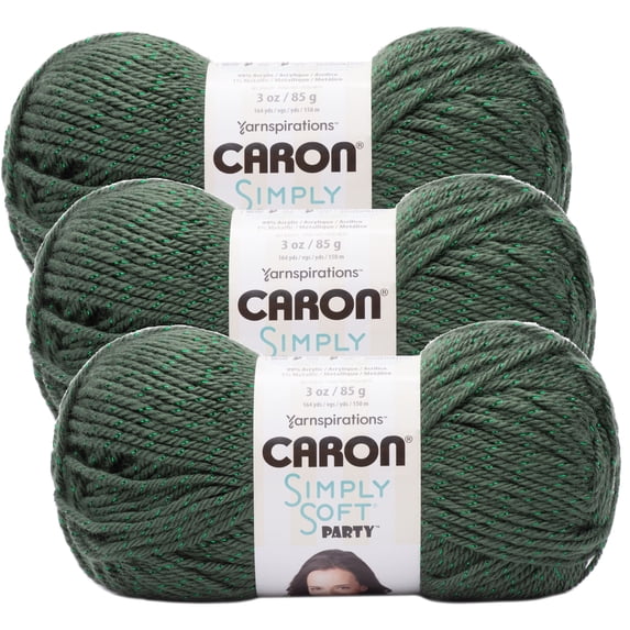 (Pack of 3) Caron Simply Soft Party Yarn-Dark Sage Sparkle