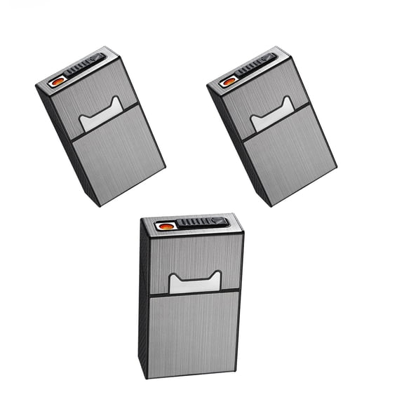 Pack of 3 Cigarette Case Lighter Flameless Box Holder Waterproof Rechargeable