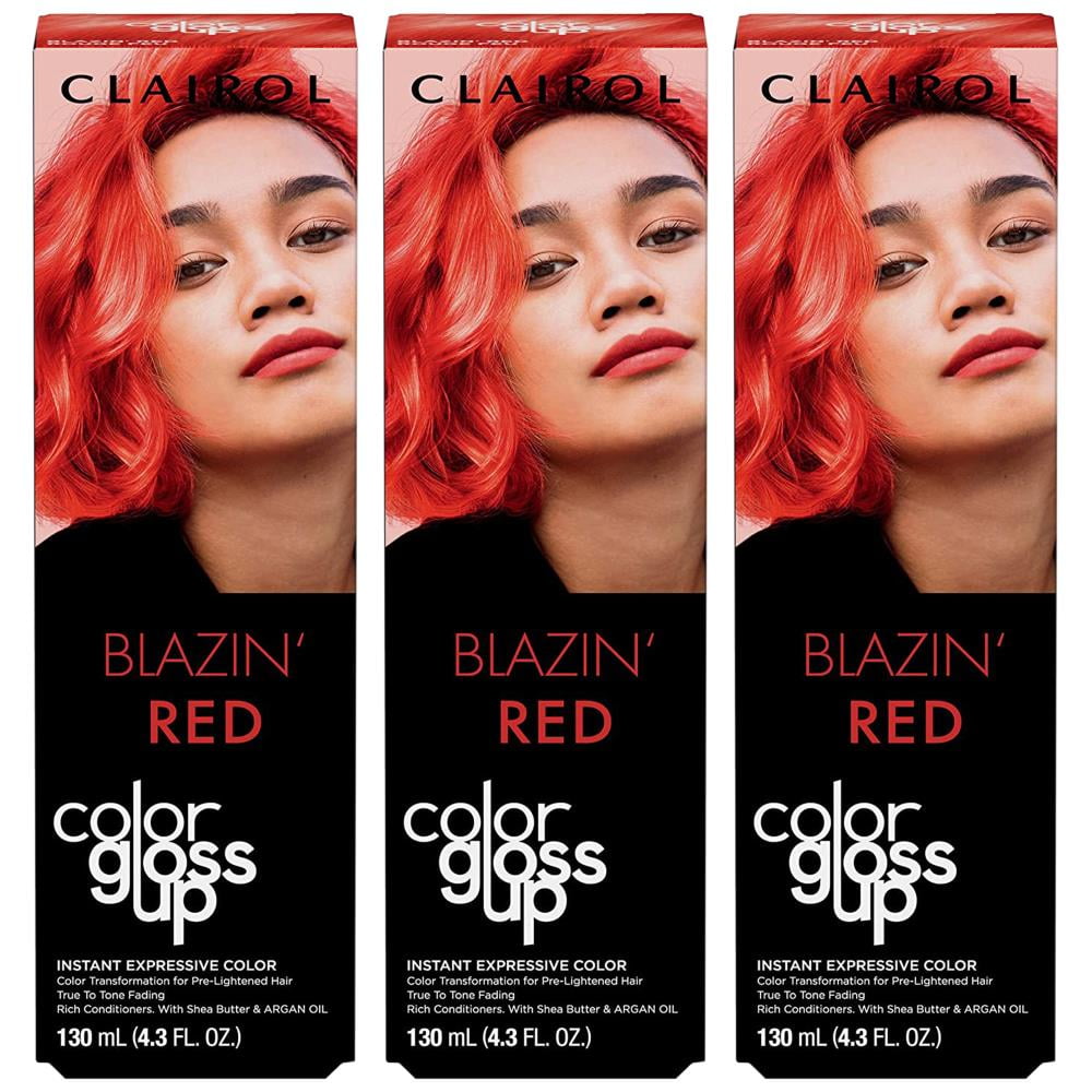 Pack of (3) Clairol Color Gloss Up Temporary Hair Dye, Blazing Red Hair