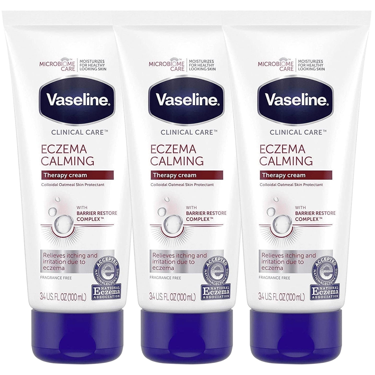 Pack of (3) Clinical Care Eczema Calming Therapy Cream, 3.4 fl oz (100ml) Moisturizing Hydrating Body Lotion