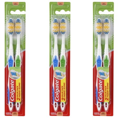Pack of (3) Colgate Classic Clean Full Head Toothbrush, Soft, 2 Count