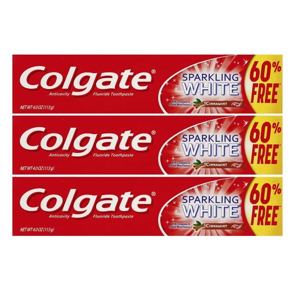 (Pack of 3) Colgate Sparkling White Cinnamint Gel Toothpaste 4 Oz C7