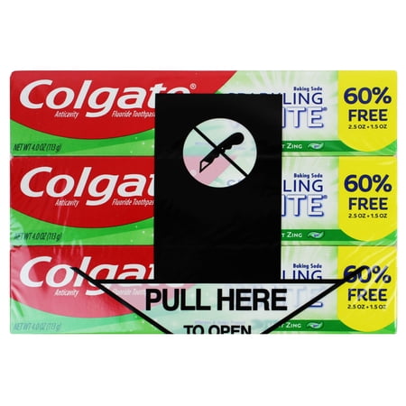 Pack of 3 Colgate Sparkling White with Baking Soda Toothpaste Mint Zing 4 oz
