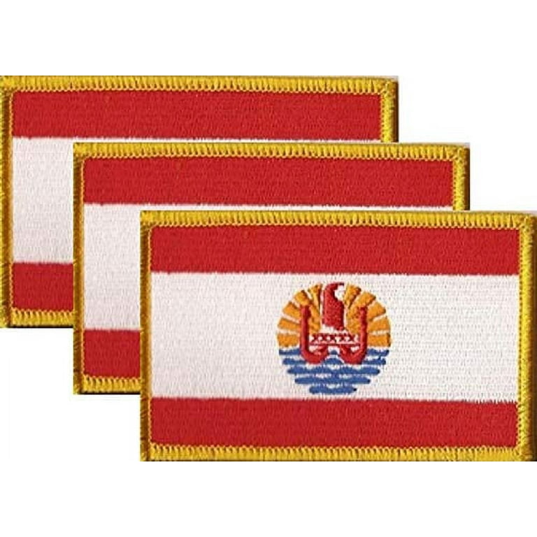 Pack of 3 American Flag Patches, US Embroidered Iron or Sew On Flag Patch  Emblem with Gold Border