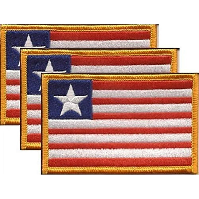 PACK of 100 American Flag Patches, US Embroidered Iron or Sew On Flag Patch  Emblem With Gold Border