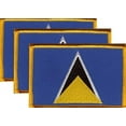 thumbnail image 1 of Pack of 3 Country Flag Patches 3.50" x 2.25", Three International Embroidered Iron On or Sew On Flag Patch Emblems (St Lucia), 1 of 1